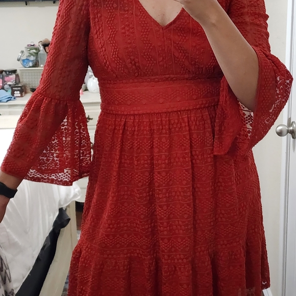 London Time rust lace dress - Picture 4 of 9